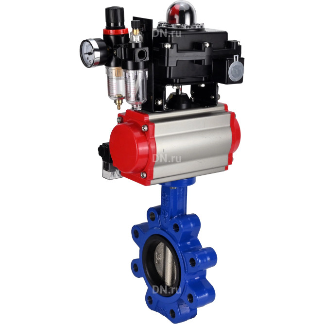 Затвор дисковый поворотный WBV1616E-2W-Fb-H Ду125 Ру16 LUG корпус - чугун QT450, диск - чугун QT450, уплотнение - EPDM, с пневмоприводом PA-SA-140, пневмораспределителем 4M310-08 DC24V, БКВ APL-410N EX и БПВ AFC2000 в Омске
