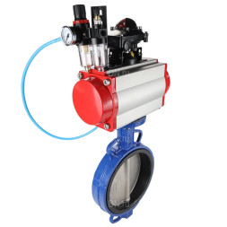 Затвор дисковый поворотный WBV1132N-2W-Fb-H Ду200 Ру16, корпус - чугун GG25, диск - нержавеющая сталь 316L, уплотнение - NBR, с пневмоприводом PA-DA-130, пневмораспределителем 4M310-08 AC220V, БКВ APL-210N, БПВ AFC2000