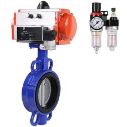 Затвор дисковый поворотный WBV1132N-2W-Fb-H Ду150 Ру16, корпус - чугун GG25, диск - нержавеющая сталь 316L, уплотнение - NBR, с пневмоприводом PA-SA-140, пневмораспределителем 4M320-08 AC220V и БПВ AFC2000