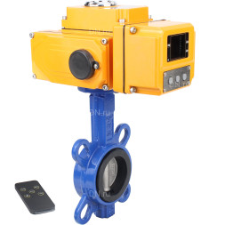 Затвор дисковый поворотный WBV1432E-2W-Fb-H Ду150 Ру16, корпус - чугун GGG50, диск - нержавеющая сталь 316L, уплотнение - EPDM, с электроприводом QT-N-010EM-B1-220VAC-У1 220В (0-10В) HARK