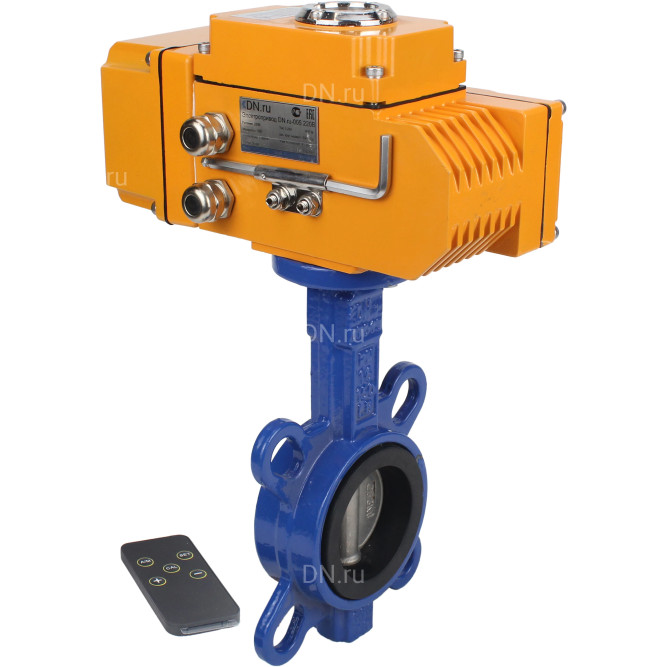 Затвор дисковый поворотный WBV1432E-2W-Fb-H Ду150 Ру16, корпус - чугун GGG50, диск - нержавеющая сталь 316L, уплотнение - EPDM, с электроприводом QT-N-010EM-B1-220VAC-У1 220В (0-10В) HARK в Омске