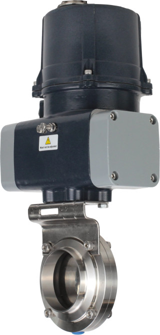 Затвор дисковый поворотный WBV3131E-2W-C-H Ду80 Ру10 кламповый, корпус - пищевая нержавеющая сталь AISI 304, диск - нержавеющая сталь AISI 304, уплотнение - EPDM, с электроприводом четвертьоборотным QTSA-N-003EM-O0-220VAC с пружинным возвратом в Омске