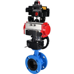 Затвор дисковый поворотный WBV1313E-2W-F-H Ду150 Ру16 фланцевый, корпус - чугун GGG40, диск - чугун GGG40, EPDM, с пневмоприводом PA-DA-130, пневмораспределителем 4M310-08 DC24V, БКВ APL-410N EX и ручным дублером MON1-250-T26-ISO