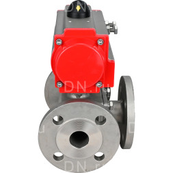 Кран шаровой BV3232P(4pc)-FP-3WL-F Ду40 Ру16 полнопроходной трехходовой, фланцевый, корпус - нержавеющая сталь SS316, с пневмоприводом PA-SA-105 с возвратными пружинами