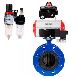Затвор дисковый поворотный WBV1331E-2W-F-H Ду125 Ру16 фланцевый, корпус - чугун GGG40, диск - нержавеющая сталь 304, EPDM, с пневмоприводом PA-SA-160, пневмораспределителем 4M310-08 AC220V, БКВ APL-410N EX и БПВ AFC2000