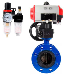 Затвор дисковый поворотный WBV1331E-2W-F-H Ду200 Ру16 фланцевый, чугун GGG40, нержавеющая сталь 304, EPDM, с пневмоприводом PA-DA-140, пневмораспределителем 4M310-08 AC220V, ручным дублером MON4-1200-T54-ISO и БПВ AFC2000