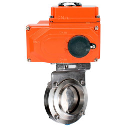 Затвор дисковый поворотный WBV3131E-2W-C-H Ду80 Ру10 кламповый, корпус - пищевая нержавеющая сталь 304, уплотнение - EPDM, с электроприводом QT-N-005EM-O1-380VAC-У1 380В HARK