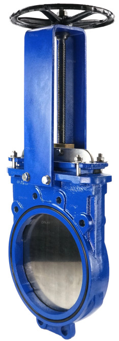 Задвижка шиберная GVKN1331N-2W-Fb-S Ду300 Ру6 двусторонняя, межфланцевая, шпиндель - невыдвижной, корпус - чугун GGG40, шибер - нержавеющая сталь 304, уплотнение - NBR, управление - штурвал в Омске