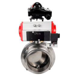 Затвор дисковый поворотный кламповый WBV3131E-2W-C-H Ду25 Ру10 корпус - пищевая нержавеющая сталь 304, уплотнение – EPDM, с пневмоприводом PA-DA-065, пневмораспределителем 4M310-08 AC220V и БКВ APL-210N