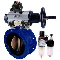 Затвор дисковый поворотный WBV1331E-2W-F-H Ду50 Ру16, корпус - чугун GGG40, диск - нержавеющая сталь 304, уплотнение - EPDM, с пневмоприводом PA-DA-105-1, пневмораспределителем 4M320-10 AC220V, БКВ APL-410N EX и БПВ AFC2000