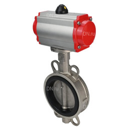 Затвор дисковый поворотный WBV3232N-2W-Fb-H Ду125 Ру16, корпус - нержавеющая сталь 316L, диск - нержавеющая сталь 316L, уплотнение - NBR, с пневмоприводом PA-SA-130 и пневмораспределителем 4M310-08 DC24V