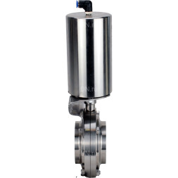 Затвор дисковый поворотный WBV3131E-2W-W-H Ду20 Ру10 под приварку, пищевая нержавеющая сталь 304, уплотнение – EPDM, с пневмоприводом PA-SA-85 с возвратными пружинами