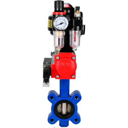 Затвор дисковый поворотный WBV1616N-2W-Fb-H Ду65 Ру16 LUG корпус - чугун QT450, диск - чугун QT450, уплотнение - NBR, с пневмоприводом PA-SA-105, пневмораспределителем 4M310-08 DC24V, БКВ APL-510N EX и БПВ AFC2000