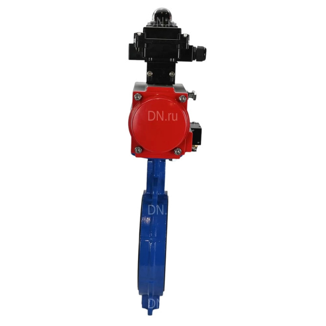 Затвор дисковый поворотный WBV1413E-2W-Fb-H Ду200 Ру16, корпус - чугун GGG50, диск - чугун GGG40, уплотнение - EPDM, с пневмоприводом PA-SA-160 с возвратными пружинами, пневмораспределителем 4M310-08 DC24V, БКВ APL-410N EX в Омске