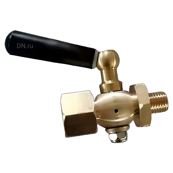 Кран запорный для манометра BVPG0000P-3WT-T-H ВР/НР G1/4″-G1/4″ Ду15 Ру25 трехходовой, резьбовой, корпус - латунь HPb57-3, шар - латунь HPb57-3, уплотнение - PTFE, с рукояткой в Омске