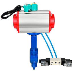 Затвор дисковый поворотный WBV1413E-2W-Fb-H Ду150 Ру16 корпус - чугун GGG50, диск - чугун GGG40, уплотнение - EPDM, с пневмоприводом PA-DA-105, пневмораспределителем 4V320-10 AC220V и магнитным переключателем ALS200D