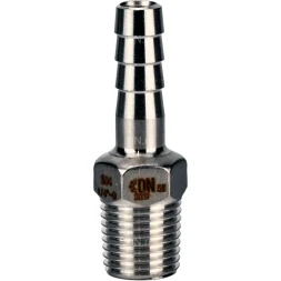 Штуцер елочка BF31-T-1 1/2-40 1 1/2″х40мм Ду40 Ру16 шланговый, корпус - нержавеющая сталь AISI 304 (CF8), присоединение - наружная резьба/штуцер