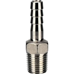 Штуцер елочка BF31-T-1 1/2-40 1 1/2″х40мм Ду40 Ру16 шланговый, корпус - нержавеющая сталь AISI 304 (CF8), присоединение - наружная резьба/штуцер
