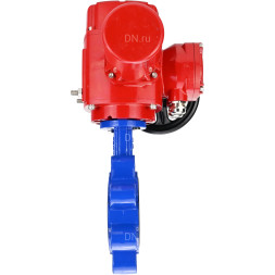 Затвор дисковый поворотный WBV1631N-2W-Fb-H Ду80 Ру16 LUG межфланцевый, корпус - чугун QT450, диск - нержавеющая сталь AISI 304, уплотнение - NBR, с электроприводом QT-EX-005M-O2-380VAC-У1 с моментной муфтой и штурвалом