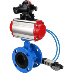 Затвор дисковый поворотный WBV1313E-2W-F-H Ду50 Ру16 фланцевый, корпус - чугун GGG40, диск - чугун GGG40, уплотнение - EPDM, с пневмоприводом PA-DA-105, пневмораспределителем 4V320-10 AC220V и БКВ APL-210N