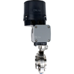 Затвор дисковый поворотный WBV3131S-2W-C-H Ду25 Ру10 кламповый, корпус - пищевая нерж. сталь AISI 304, диск - нерж. сталь AISI 304, уплотнение - Silicon, с электроприводом четвертьоборотным QTSA-N-003EM-O0-220VAC с пружинным возвратом