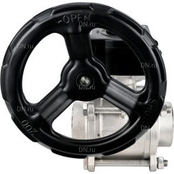 Кран шаровой BV3232P(3pc)-FP-W-ISO-H Ду20 Ру63 полнопроходной двухходовой, нержавеющая сталь SS316, под приварку, уплотнение - PTFE, с ISO фланцем и редуктором HAM RQN1-180Z-T40