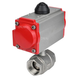 Кран шаровой BV3232P(2pc)-FP-T-ISO-H Ду10 Ру63 полнопроходной двухходовой, нержавеющая сталь 316, внутренняя резьба, уплотнение - PTFE, с пневмоприводом двойного действия PA-SA-052 с возвратными пружинами