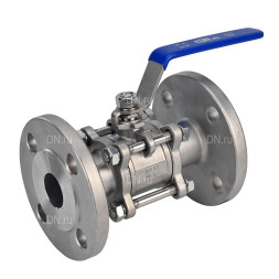 Кран шаровой BV3232P(3pc)-FP-F-H Ду100 Ру16, полнопроходной, трехсоставной, нержавеющая сталь 316, уплотнение - PTFE, фланцевый с рукояткой 17х17