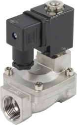 Клапан электромагнитный VS431-ET-NC-220VAC 3/4″ Ду20 Ру16, соленоидный двухходовой, корпус - нержавеющая сталь 304, уплотнение - EPDM, резьбовой, нормально-закрытый, пилотный, катушка - 220В
