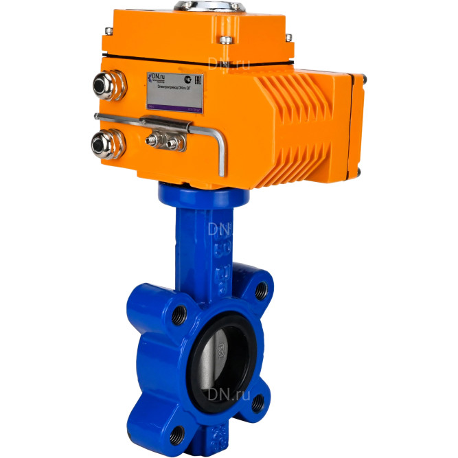 Затвор дисковый поворотный WBV1631E-2W-Fb-H Ду150 Ру16 LUG корпус - чугун QT450, диск - нержавеющая сталь 304, уплотнение - EPDM, межфланцевый, с электроприводом QT-N-020EM-O1-380VAC-У1 380В в Омске