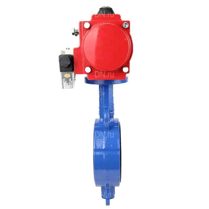 Затвор дисковый поворотный WBV3432E-2W-Fb-H Ду125 Ру16, корпус - углеродистая сталь WCB, диск - нержавеющая сталь 316L, уплотнение - EPDM, с пневмоприводом PA-SA-130 и пневмораспределителем 4M310-08 AC220V в Омске