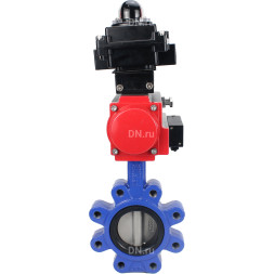 Затвор дисковый поворотный WBV1631E-2W-Fb-H Ду100 Ру16 LUG корпус - чугун QT450, диск - нержавеющая сталь 304, уплотнение - EPDM, с пневмоприводом PA-DA-083, пневмораспределителем 4M310-08 AC220V и БКВ APL-410N EX