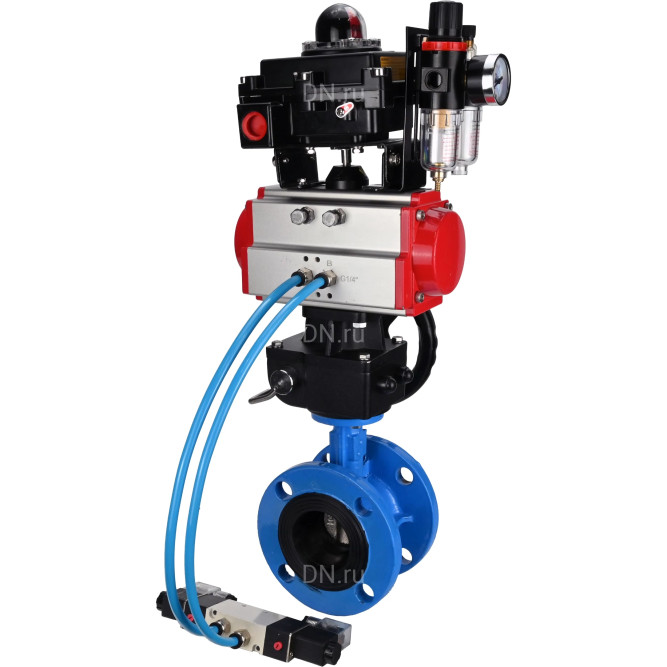 Затвор дисковый поворотный WBV1313E-2W-F-H Ду200 Ру16 фланцевый, корпус - чугун GGG40, диск - чугун GGG40, EPDM, с пневмоприводом PA-DA-140, пневмораспределителем 4V320-08 AC220V, БКВ APL-410N EX, дублером MON2-450-T28-ISO и БПВ AFC2000 в Омске