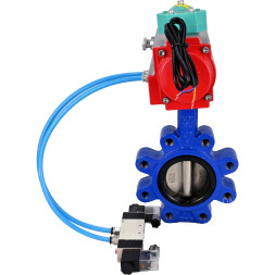 Затвор дисковый поворотный WBV1616E-2W-Fb-H Ду50 Ру16 LUG корпус - чугун QT450, диск - чугун QT450, уплотнение - EPDM, с пневмоприводом PA-DA-065, пневмораспределителем 4V320-10 AC220V и магнитным переключателем ALS200D