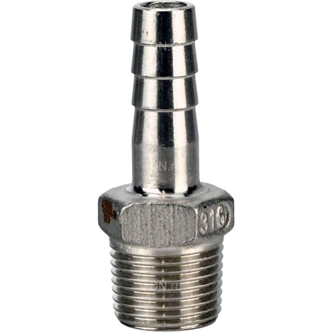 Штуцер елочка BF32-T-1/4-8 1/4″х8мм Ду8 Ру16 шланговый, корпус - нержавеющая сталь AISI 316 (CF8M), присоединение - наружная резьба/штуцер в Омске
