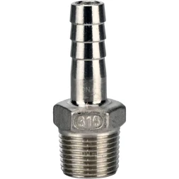 Штуцер елочка BF32-T-1/4-8 1/4″х8мм Ду8 Ру16 шланговый, корпус - нержавеющая сталь AISI 316 (CF8M), присоединение - наружная резьба/штуцер