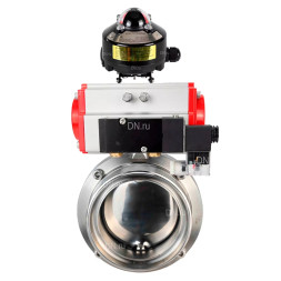 Затвор дисковый поворотный WBV3131S-2W-T-H Ду32 Ру10 резьбовой, пищевая нержавеющая сталь 304, уплотнение – Silicon, с пневмоприводом PA-SA-065, пневмораспределителем 4M310-08 AC220V и БКВ APL-510N EX