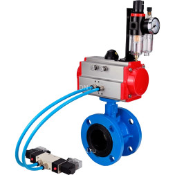 Затвор дисковый поворотный WBV1313E-2W-F-H Ду200 Ру16, корпус - чугун GGG40, диск - чугун GGG40, уплотнение - EPDM, с пневмоприводом PA-DA-140, пневмораспределителем 4M320-08 AC220V и БПВ AFC2000