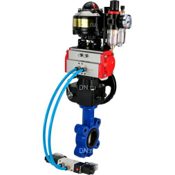 Затвор дисковый поворотный WBV1616E-2W-Fb-H Ду100 Ру16 LUG, корпус - чугун, диск - чугун, уплотнение - EPDM, с пневмоприводом PA-DA-083, пневмораспределителем 4M320-10 AC220V, ручным дублером MON2-450-T28-ISO, БКВ APL-510N EX и БПВ AFC2000