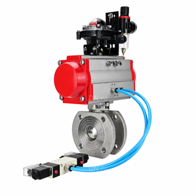 Кран шаровой BV3232P-FP-Fb-ISO-H WDVF Ду80 Ру16 полнопроходной, межфланцевый, корпус - нержавеющая сталь 316, уплотнение - PTFE, с пневмоприводом PA-SA-140, пневмораспределителем 4V320-10 AC220V, БКВ APL-210N и БПВ AFC2000 в Омске