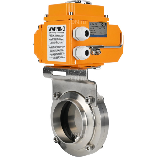 Затвор дисковый поворотный WBV3131E-2W-W-H Ду32 Ру10 под приварку, корпус - пищевая нержавеющая сталь 304, уплотнение - EPDM, с электроприводом QT-N-003EM-O1-24VDC-У1 24В HARK в Омске