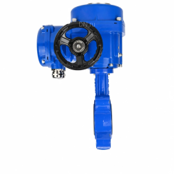 Затвор дисковый поворотный WBV1631N-2W-Fb-H Ду65 Ру16 LUG межфланцевый, корпус - чугун QT450, диск - нержавеющая сталь AISI 304, уплотнение - NBR, с электроприводом QT-N-005M-O2-220VAC-У1 с моментной муфтой и штурвалом