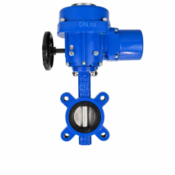 Затвор дисковый поворотный WBV1631N-2W-Fb-H Ду65 Ру16 LUG межфланцевый, корпус - чугун QT450, диск - нержавеющая сталь AISI 304, уплотнение - NBR, с электроприводом QT-N-005M-O2-220VAC-У1 с моментной муфтой и штурвалом