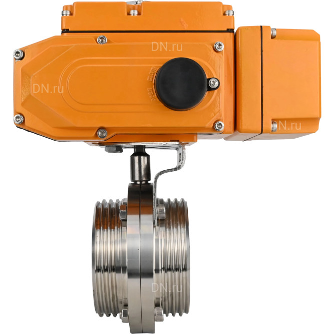 Затвор дисковый поворотный WBV3131E-2W-T-H Ду80 Ру10 резьбовой, корпус - пищевая нержавеющая сталь 304, уплотнение - EPDM, с электроприводом QT-N-005EM-A1-220VAC-У1 c датчиком обратной связи и входным управляющим сигналом 4-20мА HARK в Омске