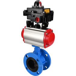 Затвор дисковый поворотный WBV1313E-2W-F-H Ду50 Ру16 фланцевый, корпус - чугун GGG40, диск - чугун GGG40, уплотнение - EPDM, с пневмоприводом PA-DA-105 и БКВ APL-410N EX