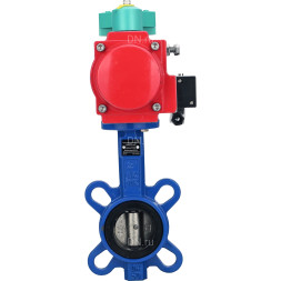 Затвор дисковый поворотный WBV1413E-2W-Fb-H Ду40 Ру16, корпус - чугун GGG50, диск - чугун GGG40, уплотнение - EPDM, с пневмоприводом PA-SA-083, пневмораспределителем 4M310-08 220В NAMUR и магнитным переключателем ALS200D