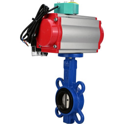 Затвор дисковый поворотный WBV1413E-2W-Fb-H Ду40 Ру16, корпус - чугун GGG50, диск - чугун GGG40, уплотнение - EPDM, с пневмоприводом PA-SA-083, пневмораспределителем 4M310-08 220В NAMUR и магнитным переключателем ALS200D