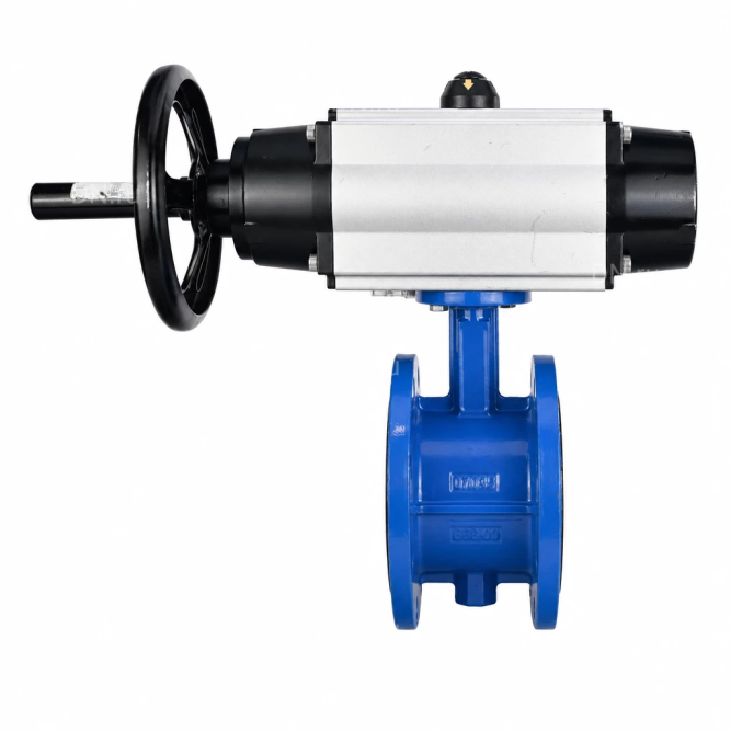 Затвор дисковый поворотный WBV1331E-2W-F-H Ду50 Ру16 фланцевый, корпус - чугун GGG40, диск - нержавеющая сталь 304, уплотнение - EPDM, с пневмоприводом PA-DA-105-1 и пневмораспределителем 4M310-08 DC24V в Омске