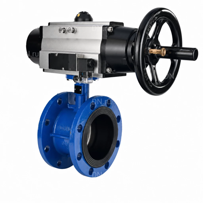 Затвор дисковый поворотный WBV1331E-2W-F-H Ду50 Ру16 фланцевый, корпус - чугун GGG40, диск - нержавеющая сталь 304, уплотнение - EPDM, с пневмоприводом PA-DA-105-1 и пневмораспределителем 4M310-08 DC24V в Омске