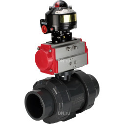 Кран шаровой BV4242E-FP-GRM-ISO Дн65 Ру10 полнопроходной, корпус - НПВХ, шар - НПВХ, уплотнение - EPDM, с пневмоприводом PA-DA-065 и БКВ APL-510N EX